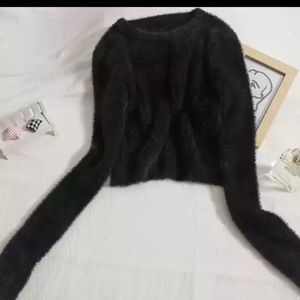 Soft warm mohair sweater female jumpers autumn solid color pullover O neck top